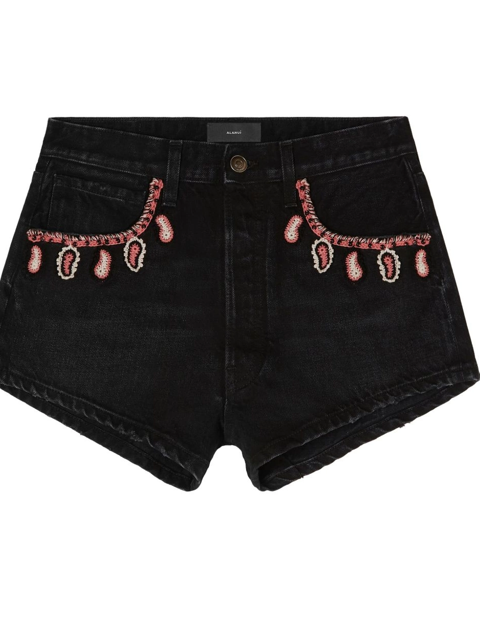 Affordable denim Women Energy embroidered Alanui shorts Inner 0731